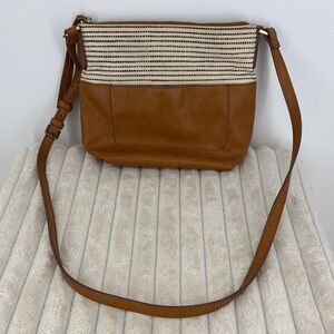 Fossil Amelia Crossbody Brown and Cream Striped Women's Bag
